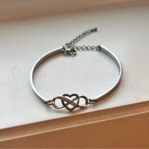 Silver Heart Infinity Bracelet